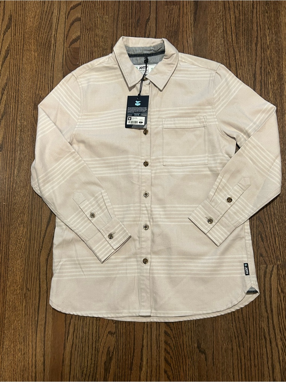 NWT Jetty Haven Twill Women’s Shirt Small OYSTEX Striped Button Down